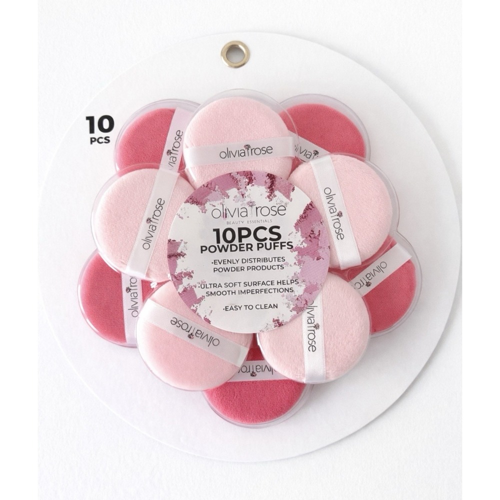 Olivia Rose 10PCS Powder Puffs Rose Beauty Essentials in Pink